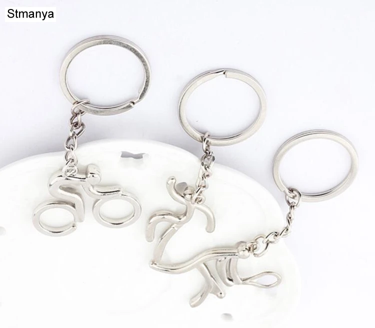 Metal Keychain Riding bicycle key chain car key ring bag charm Novelty Gifts bike sports souvenirs key chains lovers Jewelry