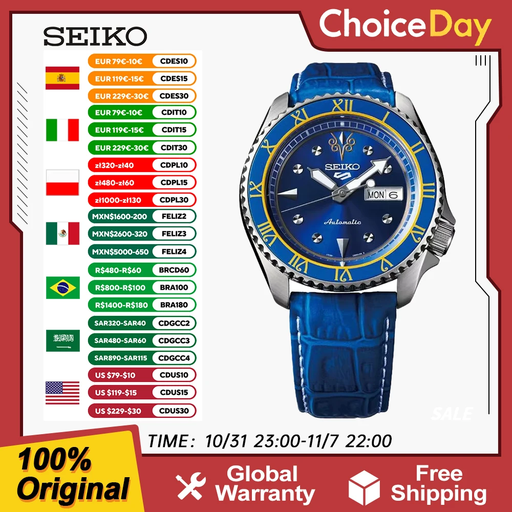 

Новые мужские часы SEIKO 5, оригинальные автоматические механические часы, спортивные водонепроницаемые светящиеся модные часы 10 бар, японские