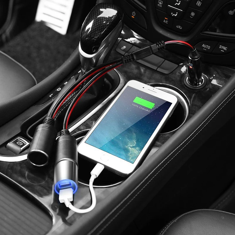 Double Power Dual Car Socket Adapter Charger Splitter 2 Way 120W 12 24 Volt 10A with LED Indicator for Device Connection