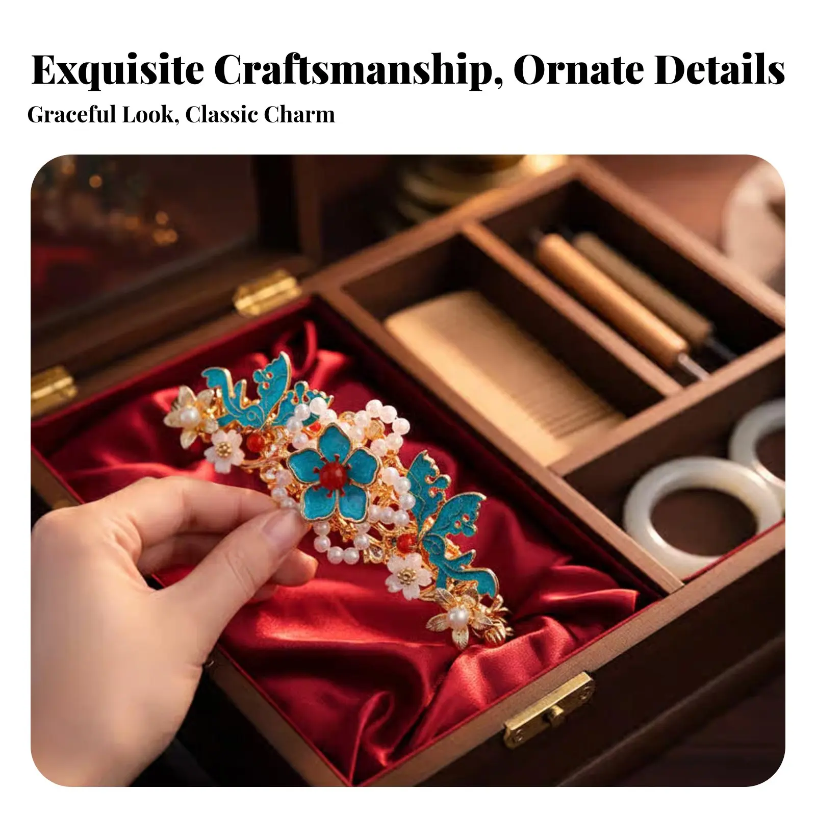 

Traditional Chinese Hair Accessory Elegant Chinese Design Hair Crown Traditional Chinese U-Shaped Hairpin Beautiful Design