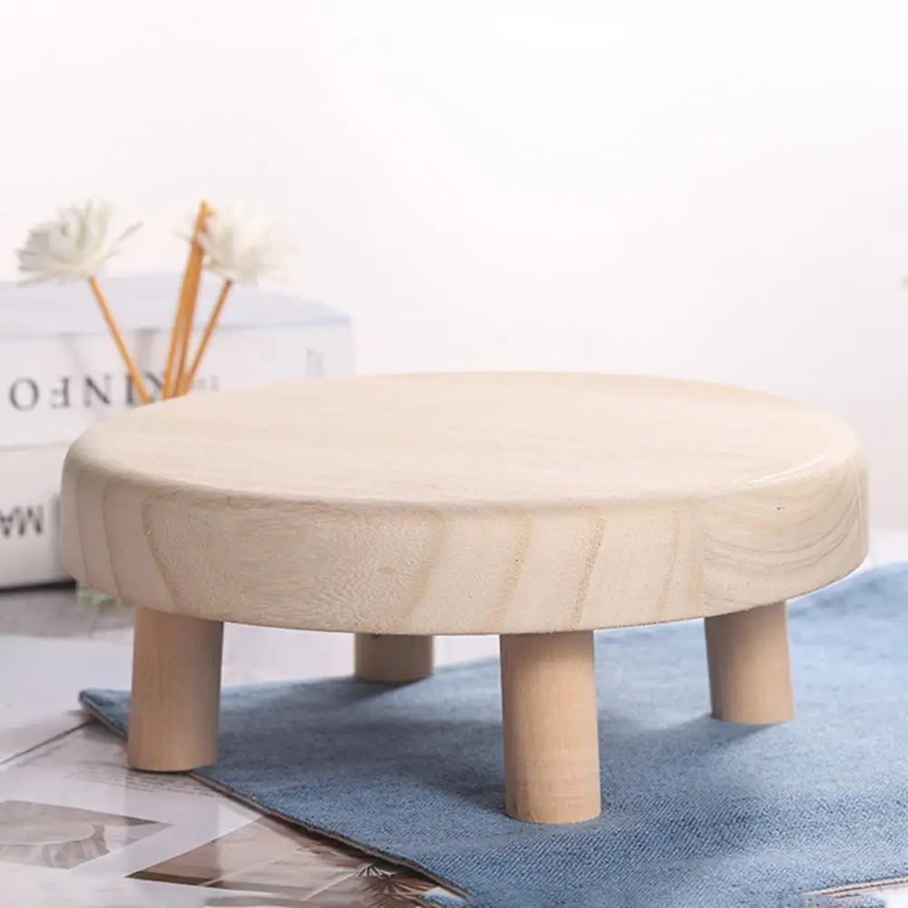 Premium Small Round Stool Eco-friendly Small Wooden Stool Natural Materials Wooden Color Small Round Stool  Storage