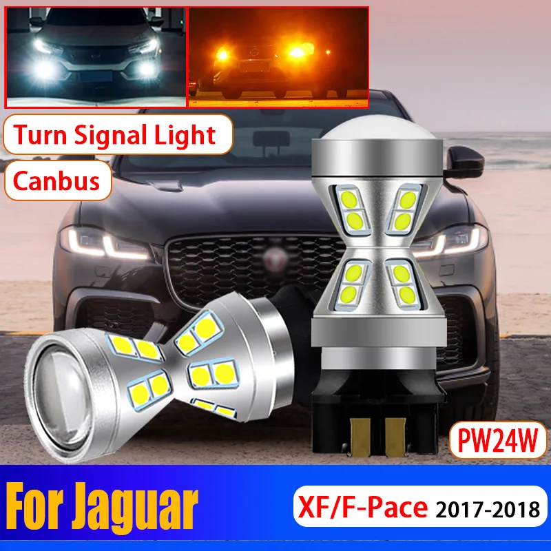 

2Pcs Car Pw24w Canbus No Error Led Front Indicator PWY24W Turn Signal Light Replacement Lamp For Jaguar F-Pace XF 2016 2017 2018