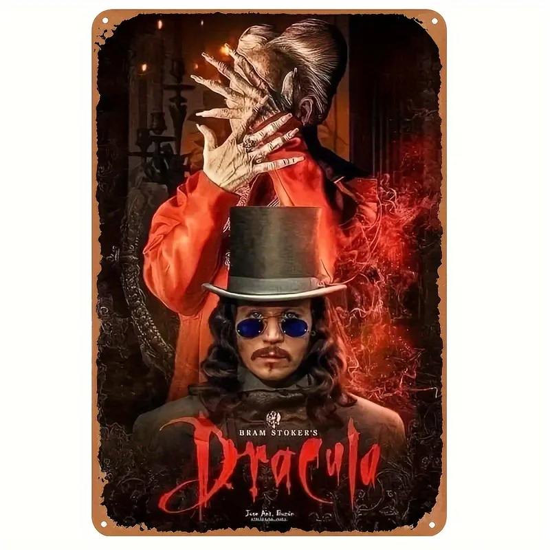 Letrero de metal vintage de Drácula de Bram Stoker - 19,99x29,97 cm Arte de pared humorístico para el hogar, bar, cafetería, decoración de jardín - Perfecto para H