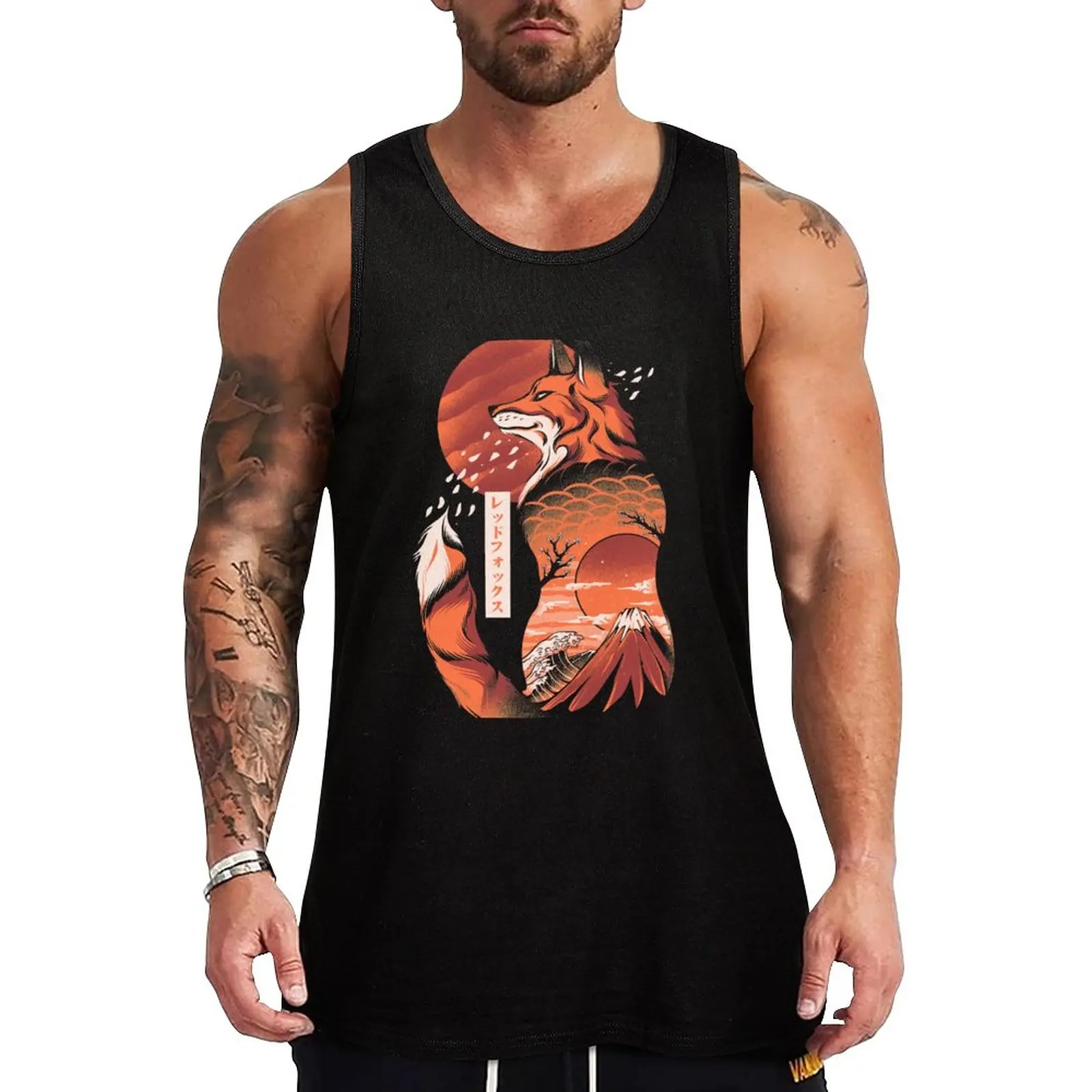 

New Japanese fox Tank Top Men's sleeveless gym shirts bodybuilding for men Men's t-shirts men clothing