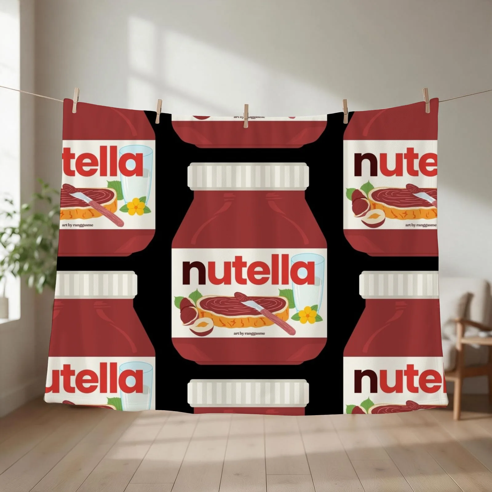 Nutella - Jar Chocolate Hezelnut Cocoa Spread Throw Blanket Decorative Beds Camping Single Multi-Purpose Blankets