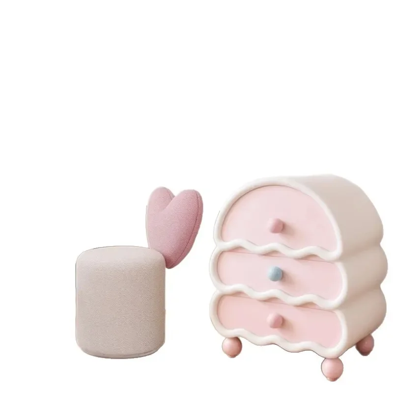 Love simple modern dressing round stool, bedroom cream style home backrest makeup chair can be rotated