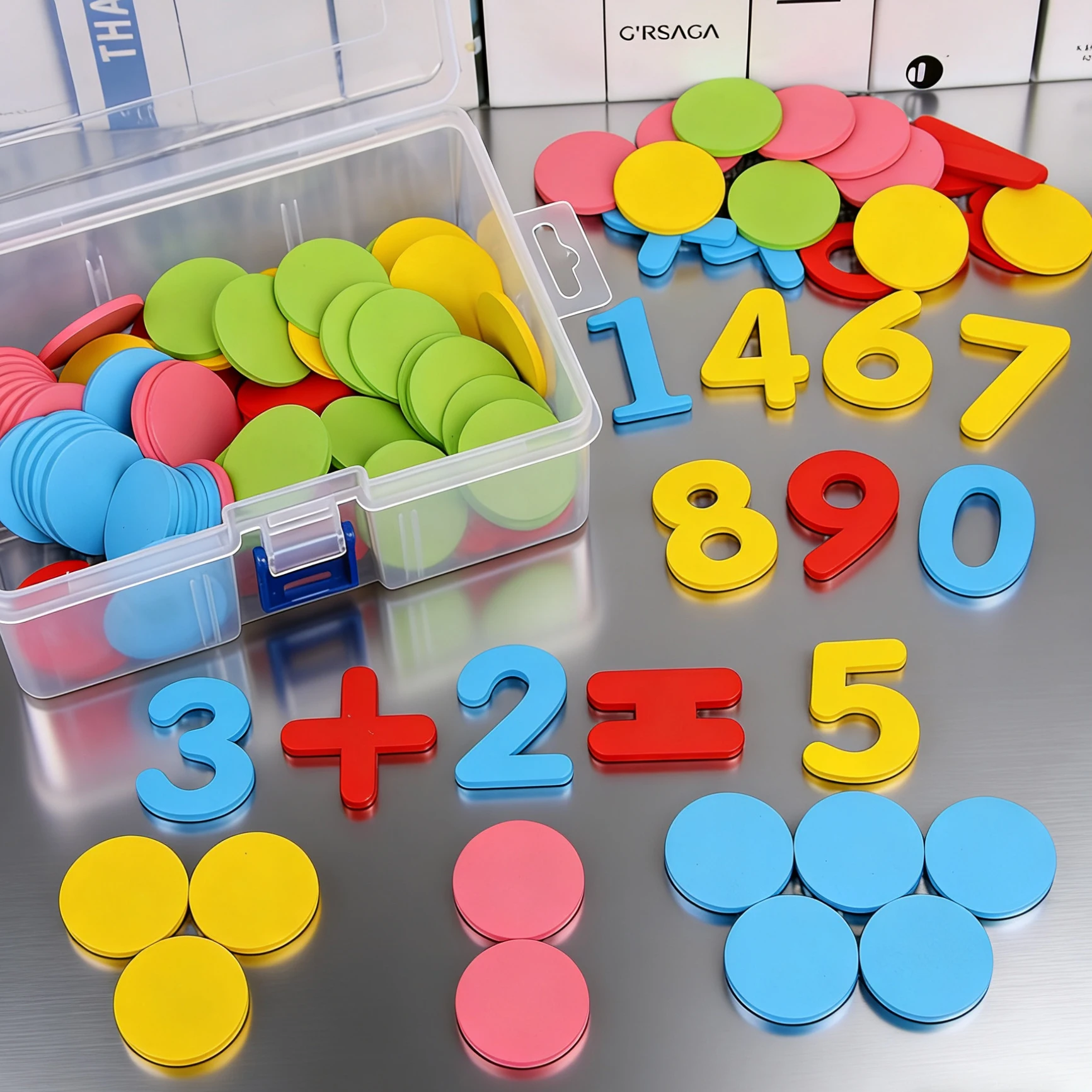100 Counting Discs Foam Math Toy Toddlers Bright Red Pink Yellow Blue Green Chips with Numbers to Enhance Perception Recognition