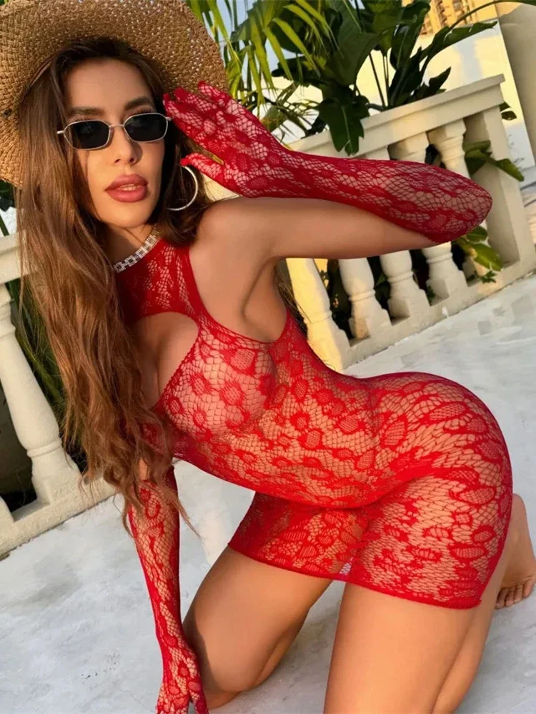 Leopard Hohl Frauen Kleid Neue Mode Sheer Sexy Strand Club Mesh Ausschnitt Mini Kleid Y2k Dünne Nacht Kleid Heißer Bodycon