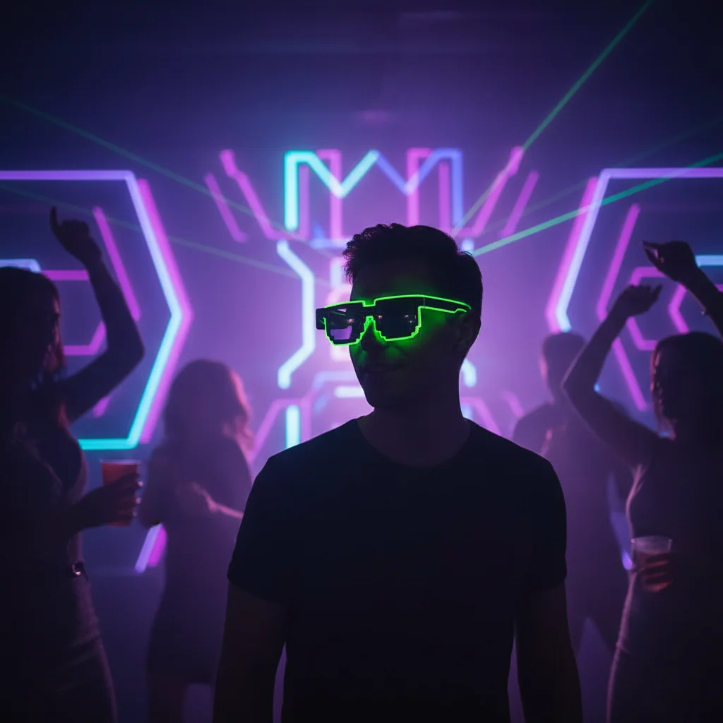 

Беспроводные мозаичные светодиодные очки на Хэллоуин, Рождество, день рождения, неоновые вечерние ночные клубы, неоновые очки Rave, мигающие очки для взрослых и детей