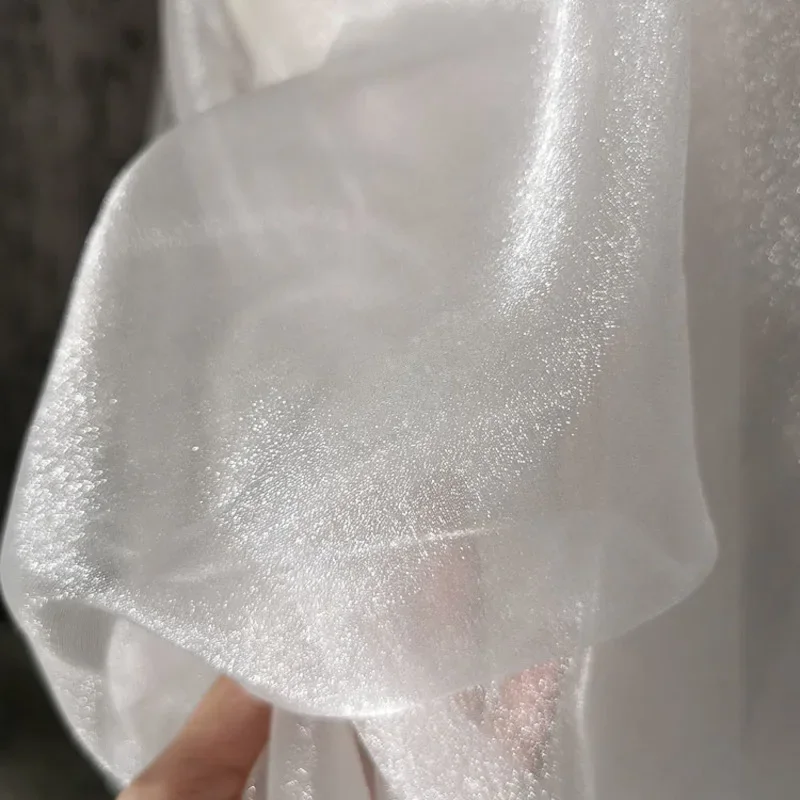 White Organza Voile Sheer Fabric - Shimmering, See-Through, and Sold By The Yard - Ideal Material for Sewing and Crafts