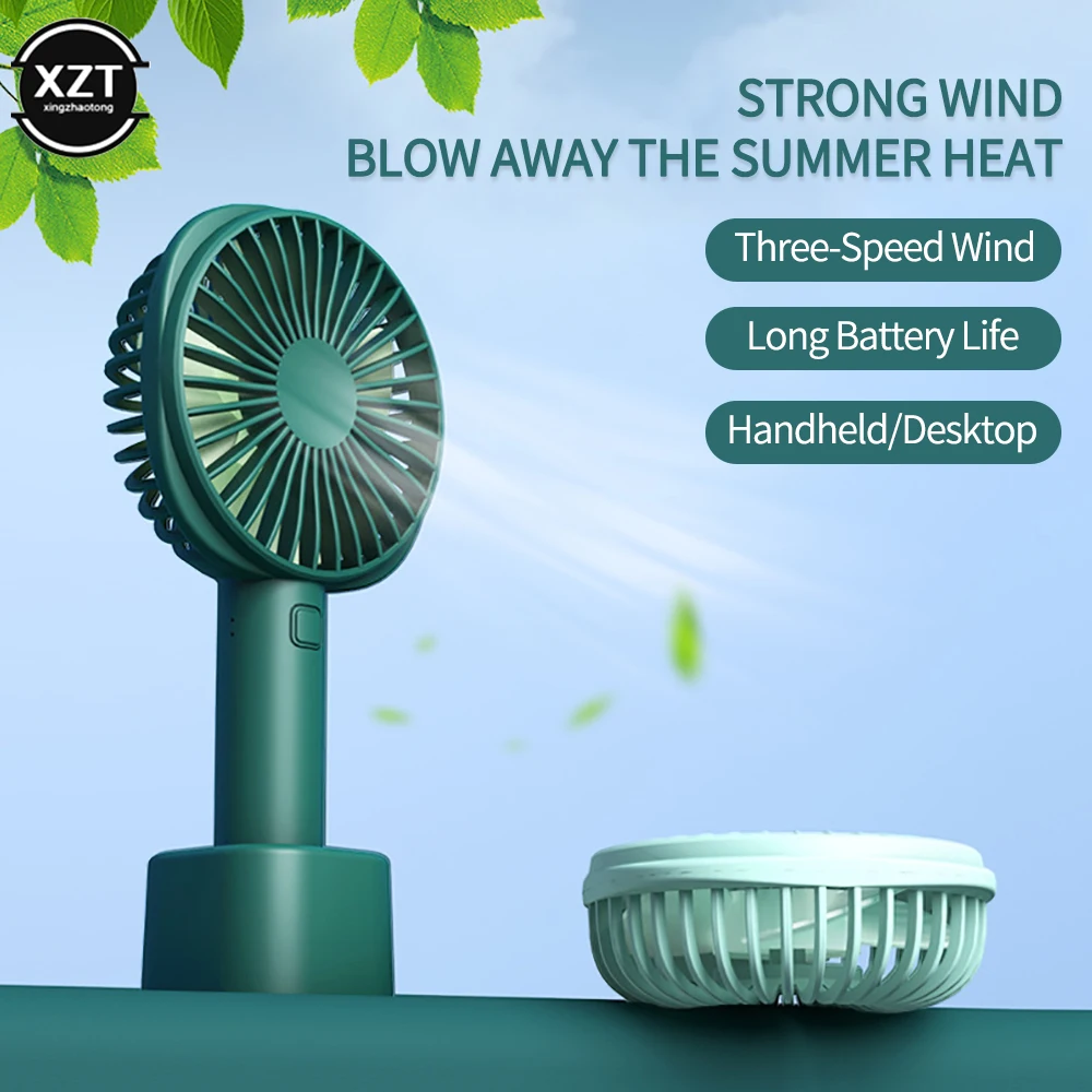 USB Mini Silent Small Fan with Base Rechargeable Portable Handheld Fan Long Battery Life for Travel Outdoor