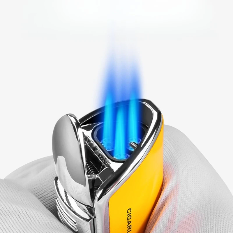 CIGARLOONG Cigar Three-flame Torch Flame Lighter, Windproof Straight-through Metal Personalized Creative Portable Cigar Lighter - view 3