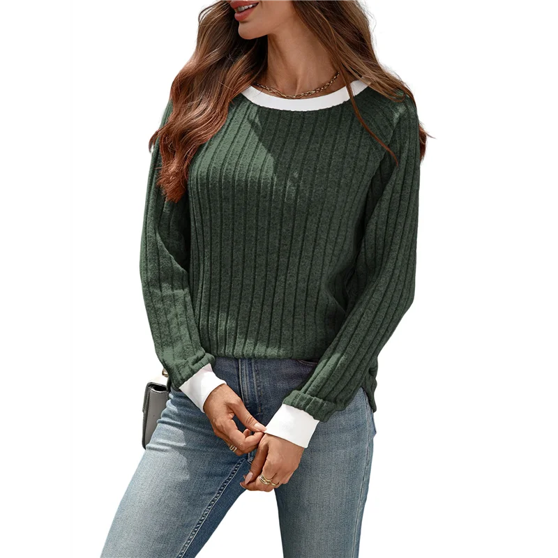 

ABRT-рубашки с длинными рукавами для женщин, туники с круглым вырезом, топы, повседневные пуловеры, свитера, модная осенняя модная одежда