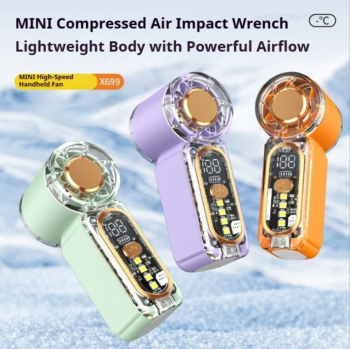 New Mini USB Rechargeable Handheld Fan Ultra-Quiet Digital Display Small Electric Fan Portable Travel Outdoor Summer Turbo Fan