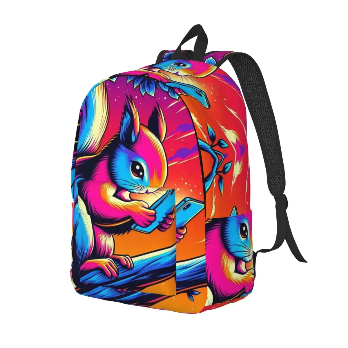 

Curious Squirrel Modern Forest Glow Backpack School Bag Hiking Travel Daypack for Men Women Fashion Bookbag Shoulder Bags