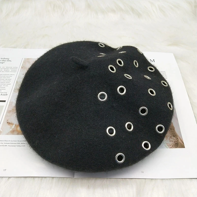 Fashion Autumn Winter Beret Hat For Women Wool Solid Bonntes Bonia Cap Female Soft Best Matched Hat With Hole Gift Dropshipping