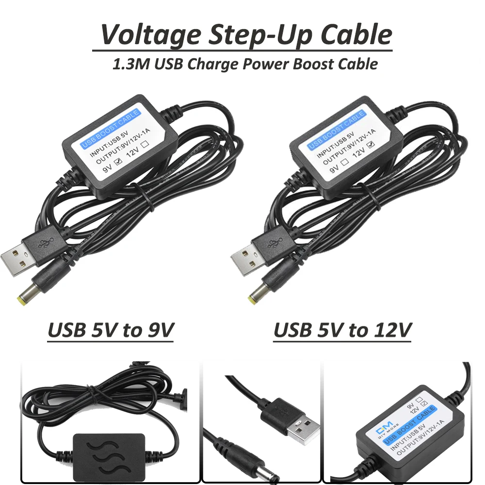 5V to 12V 5V to 9V 1A USB DC Convert Cable Voltage Step-Up Cable  Booster Power Converter Adapter Connect Male 1.3M USB Charge