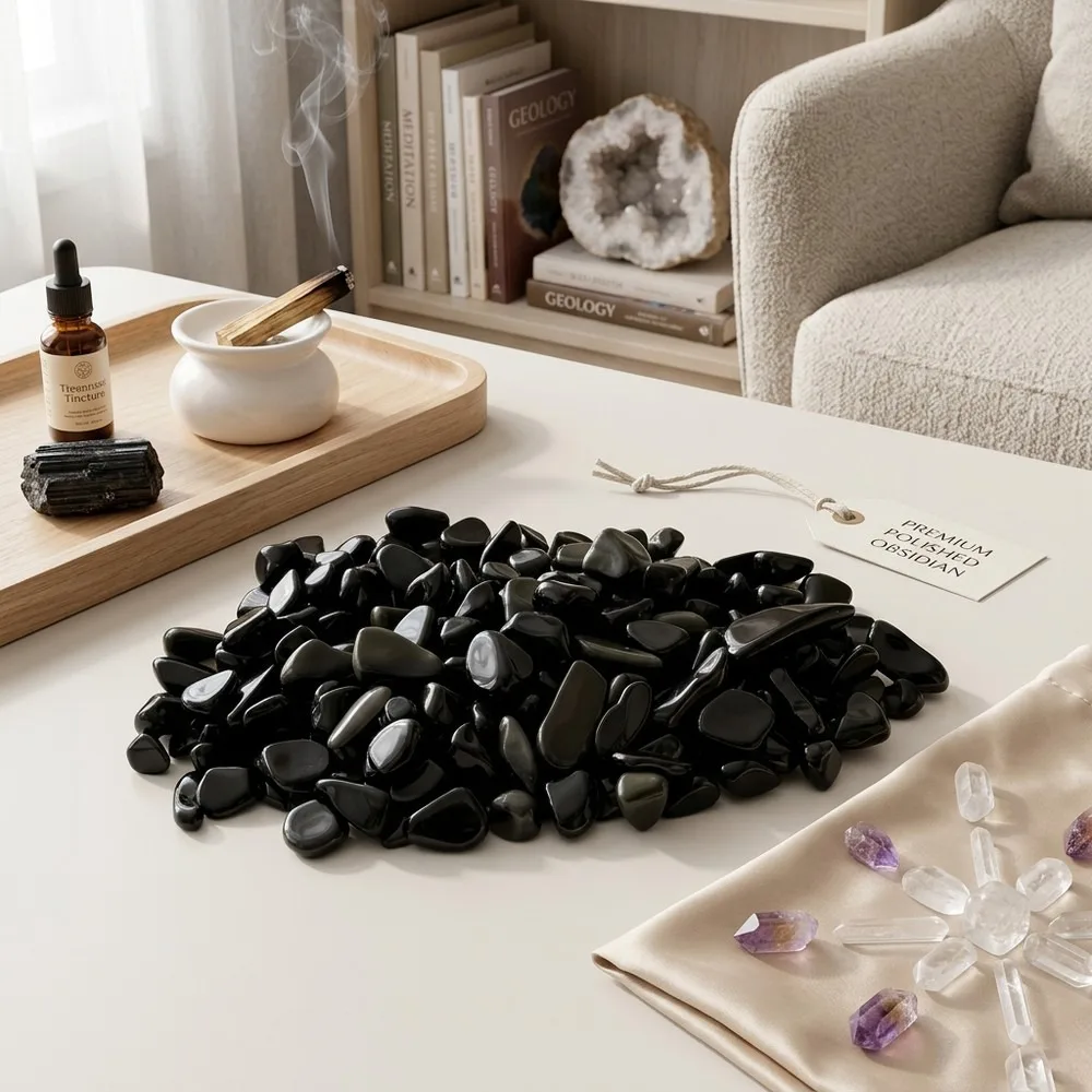 Natural Black Polished Stones for Plant Decoration, Vase Fillers, Aroma Diffuser Pebbles, Aquarium Gravel, Crystal Chips