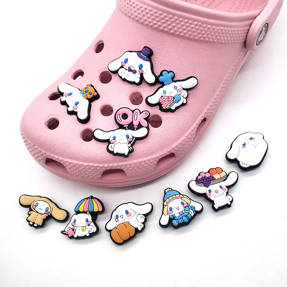 Mesuca Cinnamoroll Silicone for Shoe Charms Cute Long Ear Puppy Dessert Clog Decor Detachable DIY Footwear Ornaments Accessories