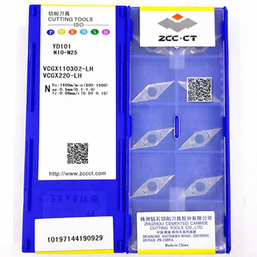 VCGX110204-LH YD101/VCGX110302-LH YD101/VCGX110304-LH YD101/VCGX110308-LH YD101 VCGX11 ZCC.CT CNC carbide inserts 10pcs/box