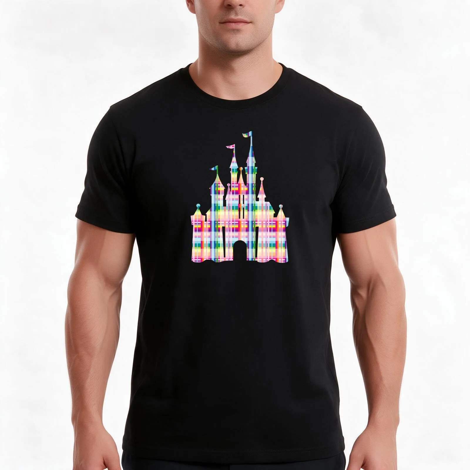 Colorful castle my happy place T-Shirt, Summer Casual Cotton Tee, Oversized Streetwear Tops, Vintage Graphic Print, 100% Cotton