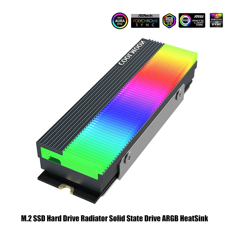 5V 3Pin ARGB AURA SYNC Computer 2280 SSD M2 Radiatore In Alluminio RGB M.2 Nvme Dispositivo di raffreddamento Dissipatore di calore Unità a stato solido Dissipatore di calore Dispositivo di raffreddamento