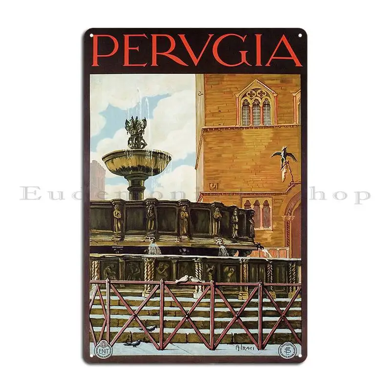 Vintage Italian Travel Ad Perugia Metal Sign Paintingpersonalized Cinema Wall Decor Cave Tin Sign Poster