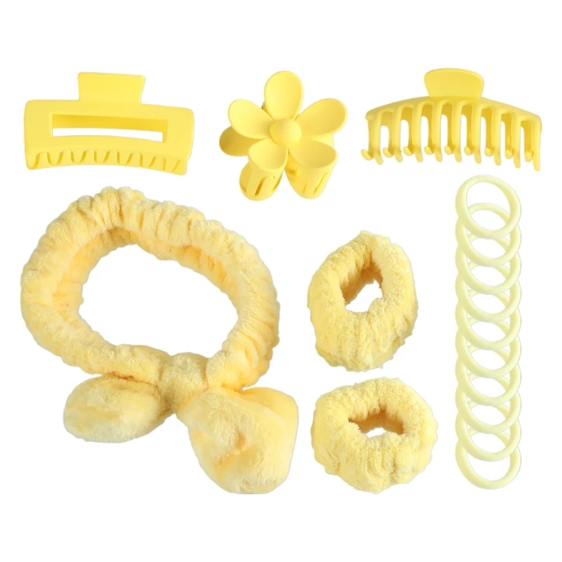 Makeup Shower Sports Skincare Accessories Unique Headband with Bowknot and Wristbands Hair Clip Set for Skincare