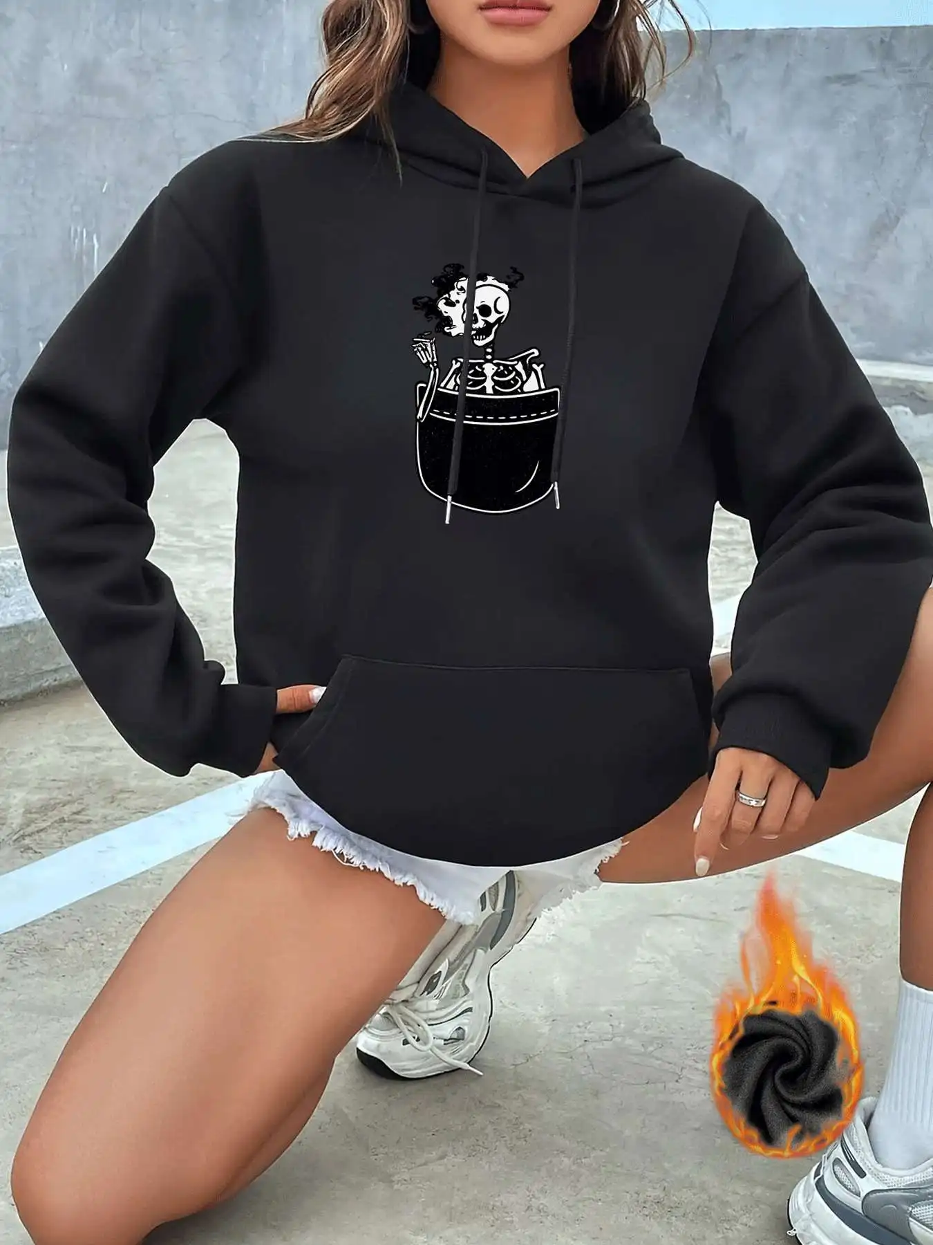 

【WEN3382】Мультяшный узор Модная женская толстовка с принтом Женская толстовка со свободными длинными рукавами