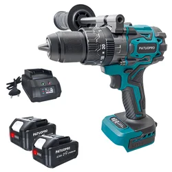 PATUOPRO 13MM Brushless Electric Impact Drill 3 Functions Cordless Hammer Drill For Wood Metal Concrete Fit Makita 18V Battery