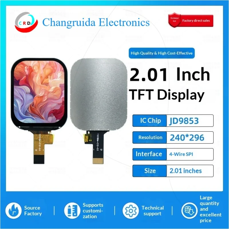 2.01-inch TFT LCD screen JD9853 small screen 240x296 display LCD color screen SPI rounded corner