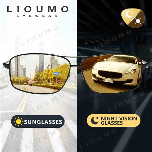 LIOUMO, gafas de sol de aleación de alta calidad para hombre, gafas fotocromáticas polarizadas para visión nocturna, gafas camaleón para conducir para mujer zonnebril