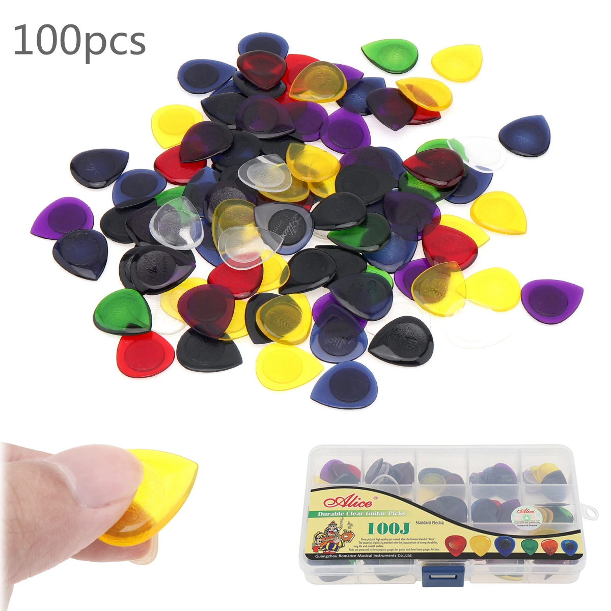 

72pcs 100pcs/lot Guitar Picks Colorful Skidproof Water Droplets Shape Plectrum with Transparent case for Guitar Bass Ukulele