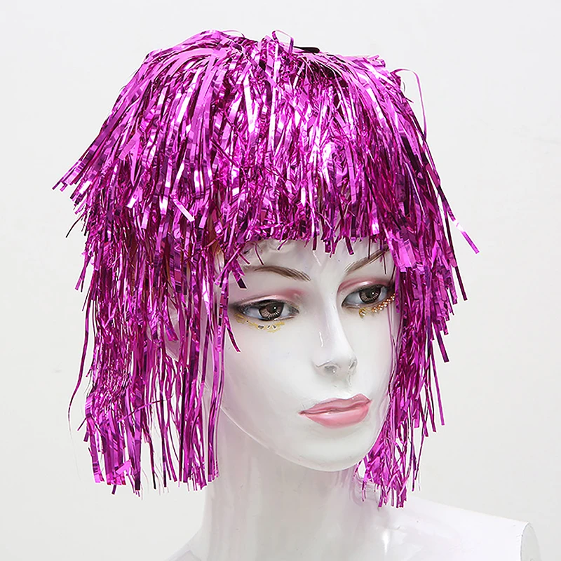 Foil Tinsel Wigs Costume Cosplay Funny Shiny Hat Metallic Hair Accessories For Party Carnival Masquerade Wig
