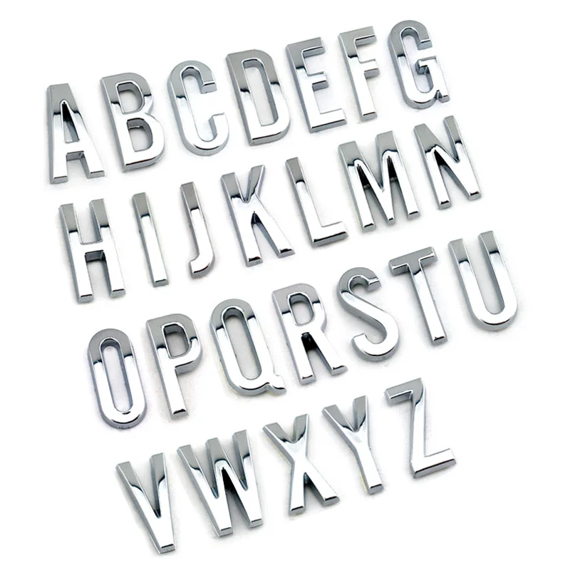 DIY 20mm wysokie małe 3d chrome slim litery numery samoprzylepne alfabet akcesoria samochodowe dekoracje wnętrz naklejki na samochód
