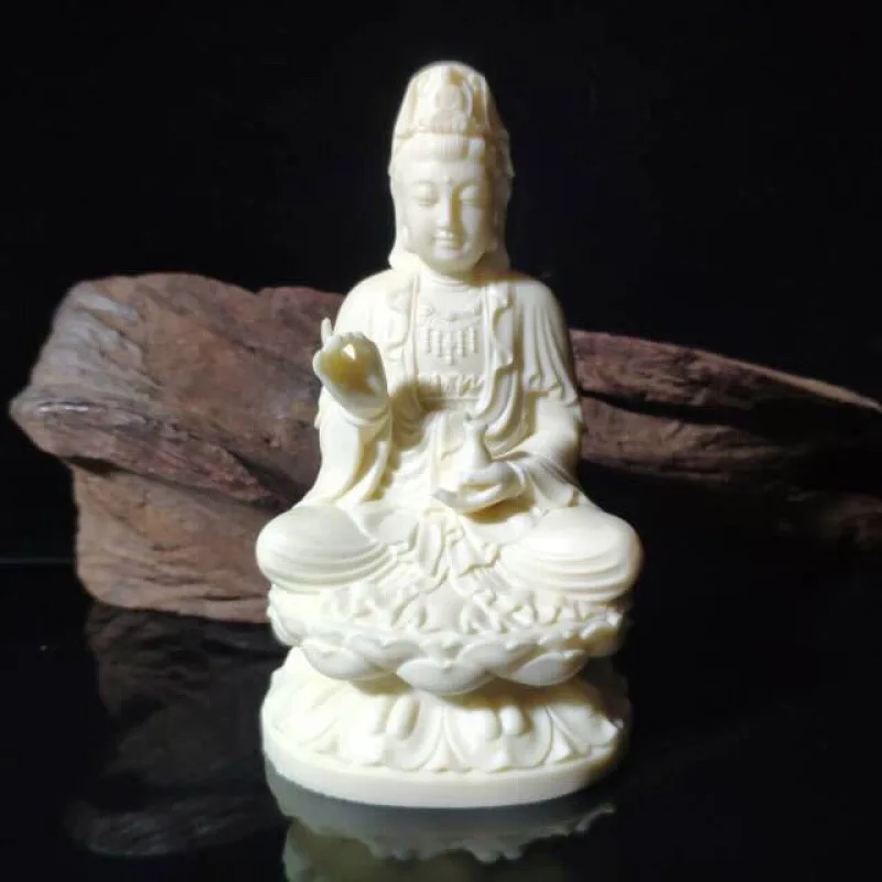 

Factory Direct Supply Ivory Nut Carved Holy-Water Vase Guanyin Bodhisattva Home Living Room Car Crafts Decoration Gift Box