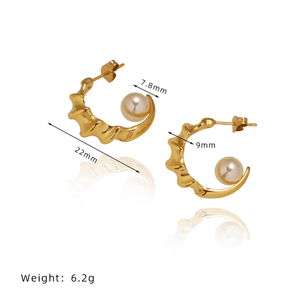 Korean Imitation Pearl Fashion Geometry Earrings for Women Stainless Steel Daily Chic Jewelry for Women Gift