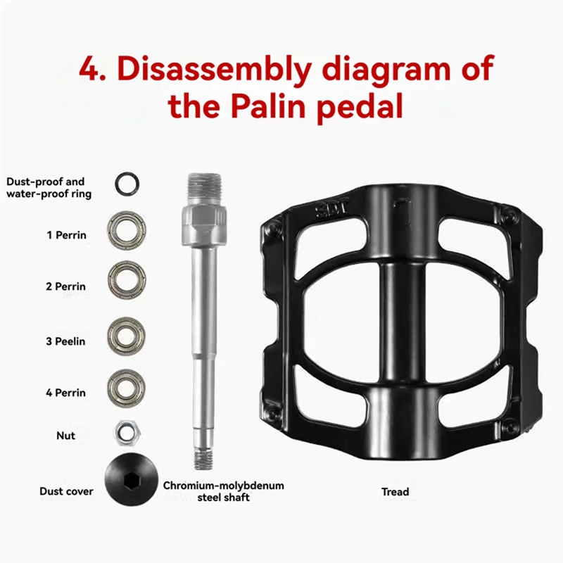 B48B- دواسات دراجة الطريق الجبلية 4 دواسات ملحقات الدراجة الجبلية #3