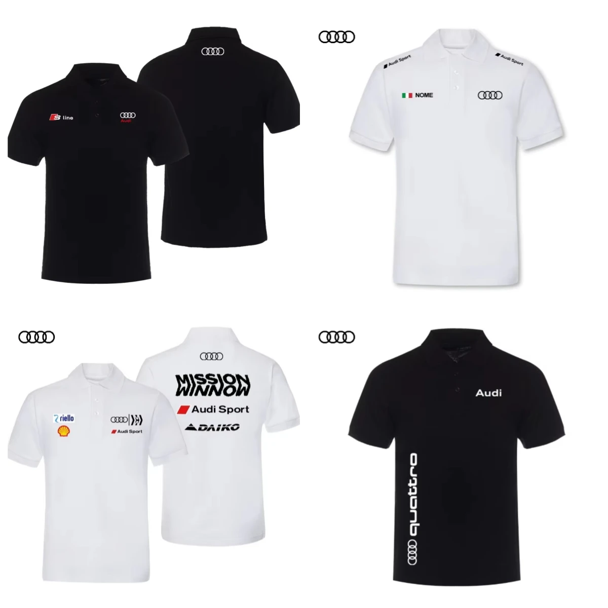 

Summer T-shirt Audi Brand Audi Car Modified Car 4S Shop Lapel Polo Shirt Men's and Women's Short-sleeved T-shirt Tops Unisex