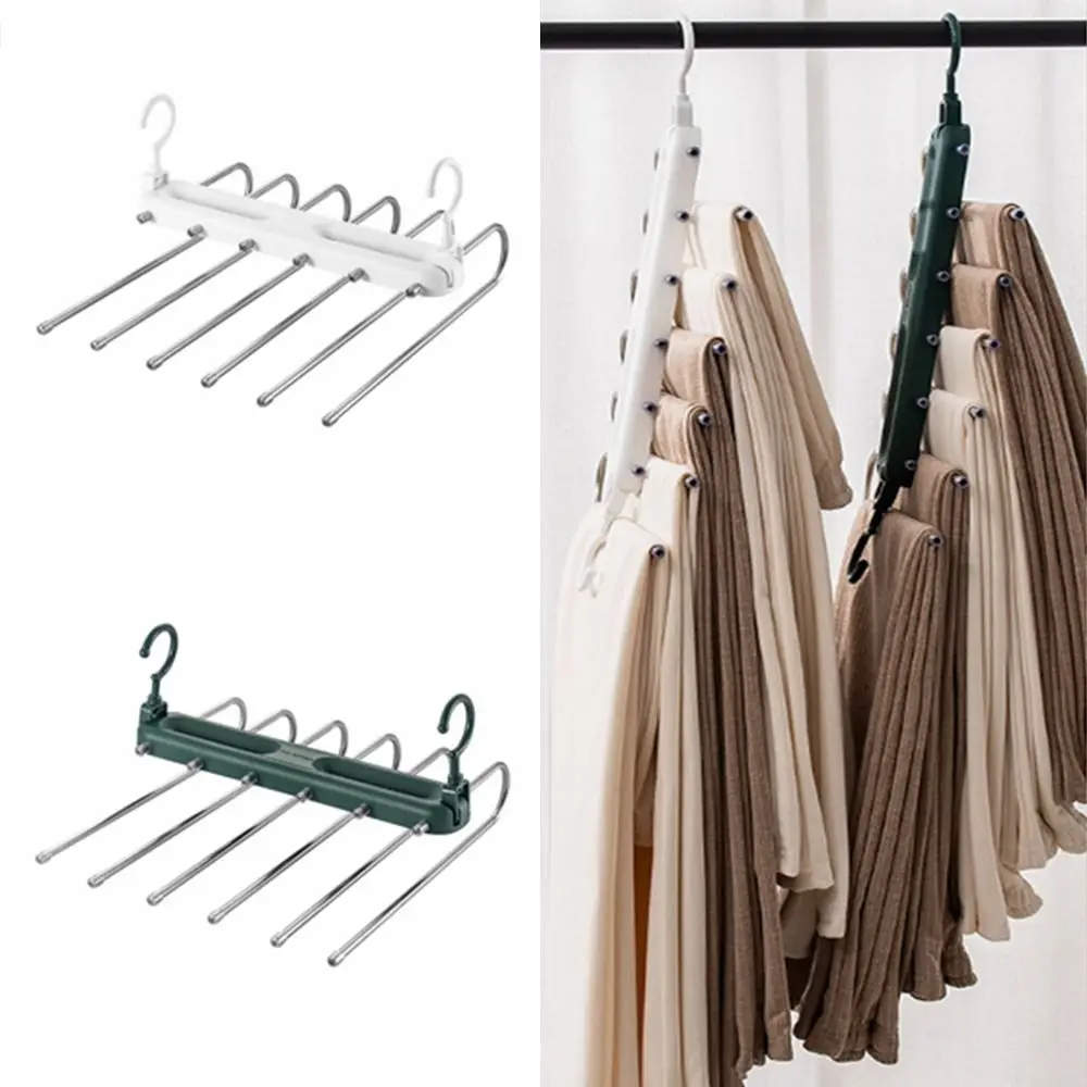 

Multi Layer Folding Pants Hangers Rotatable 6 Layers Clothes Drying Rack Space Saving Convenient Clothes Rack Organizer Home Use