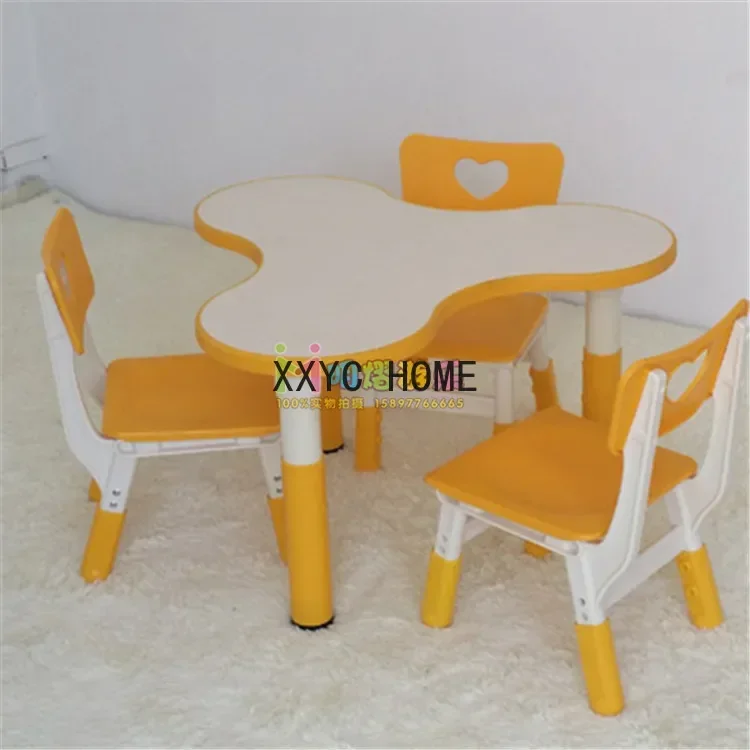 TAO Clover Table Adjustable Three-Seat Kindergarten Children Baby Learning School Desk and Chair