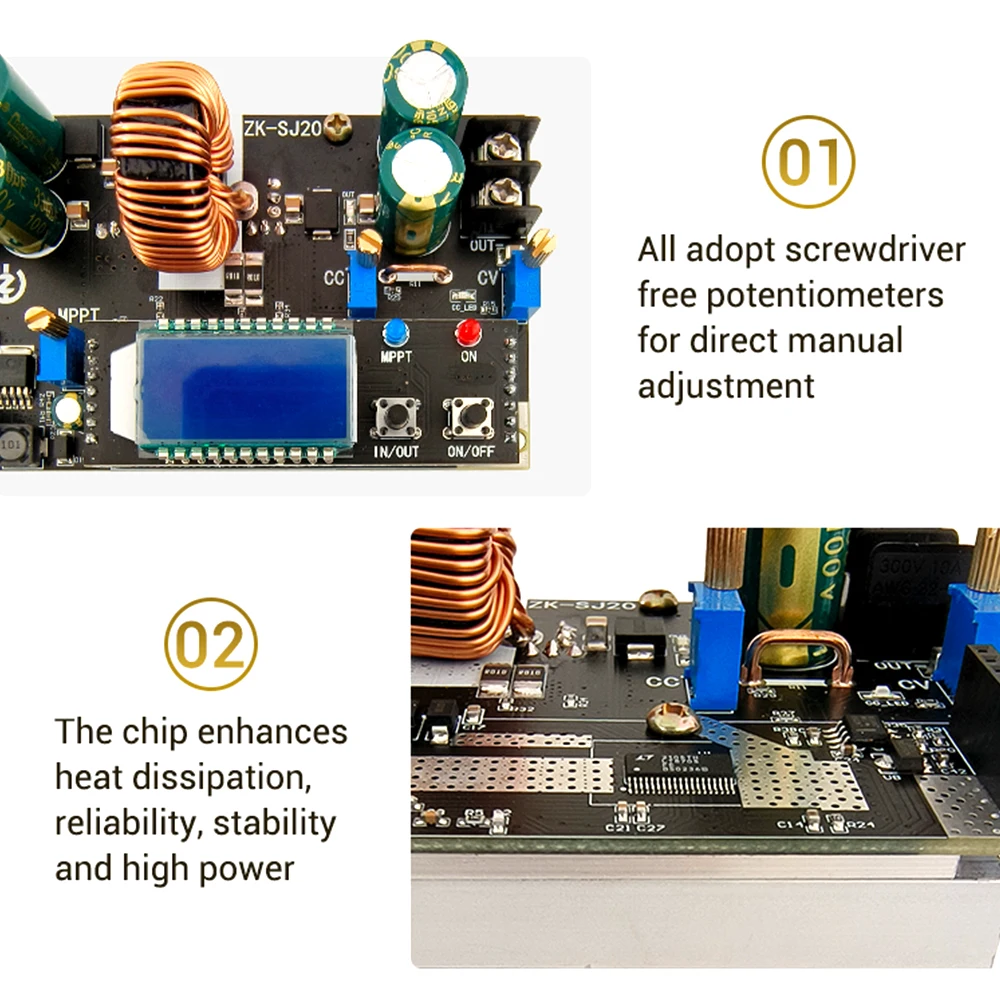 DC-DC Automatic Boost Buck Converter 300W 7-80V to 1.4-79V 20A CC CV Power Supply Module High Power Solar MPPT Voltage Regulator