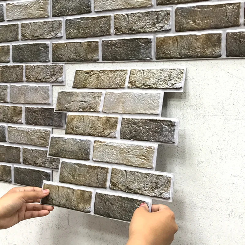 

Antique Green Brick 3D Wall Self-Adhesive Creative Restaurant Wall Skirting Board Renovation Moisture-Proof TV Background Wall C