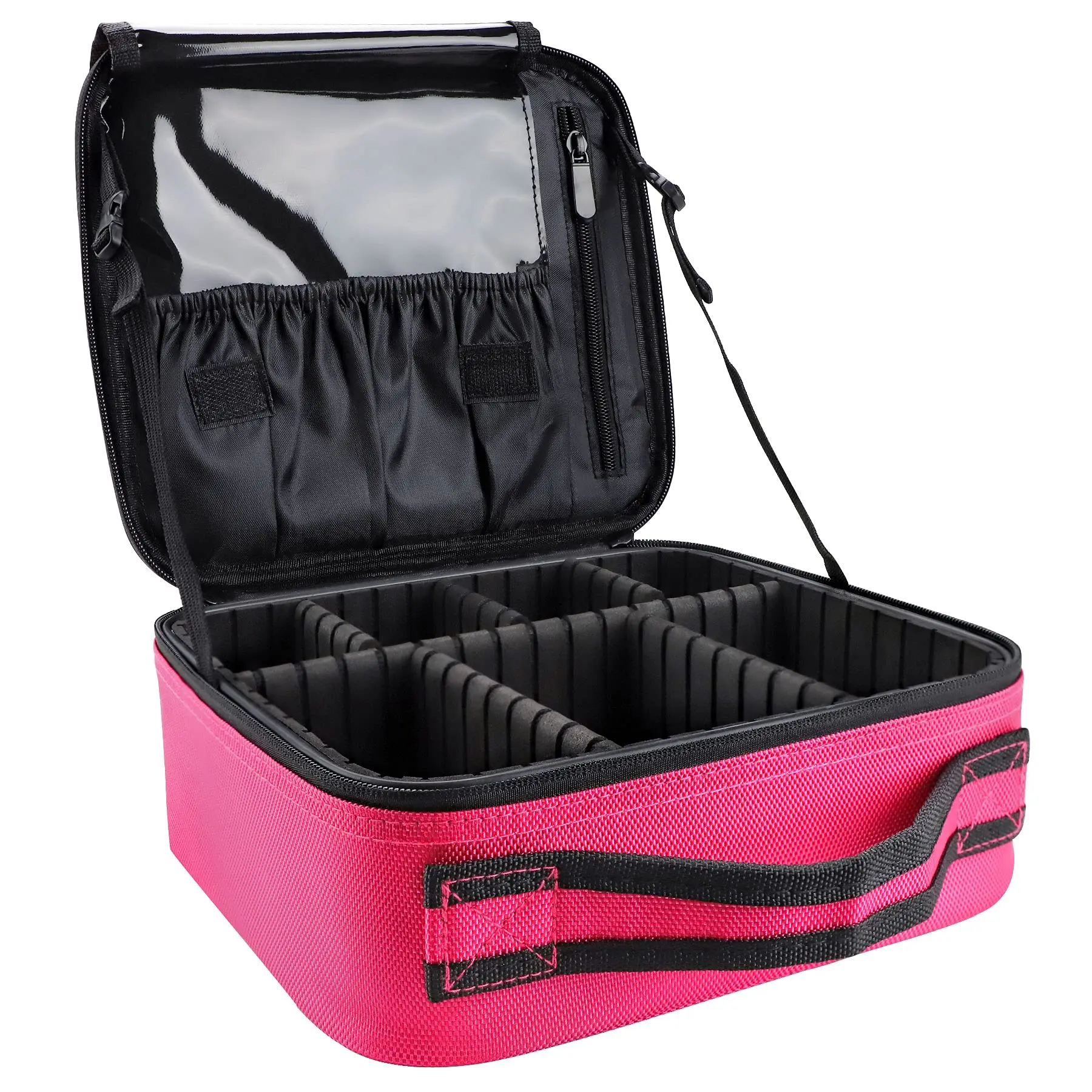 ODM OEM Factory Logo Rose Red Waterproof Fashion EVA Makeup Case Hard Shell Portable Travel Organizer with Zipper Closure