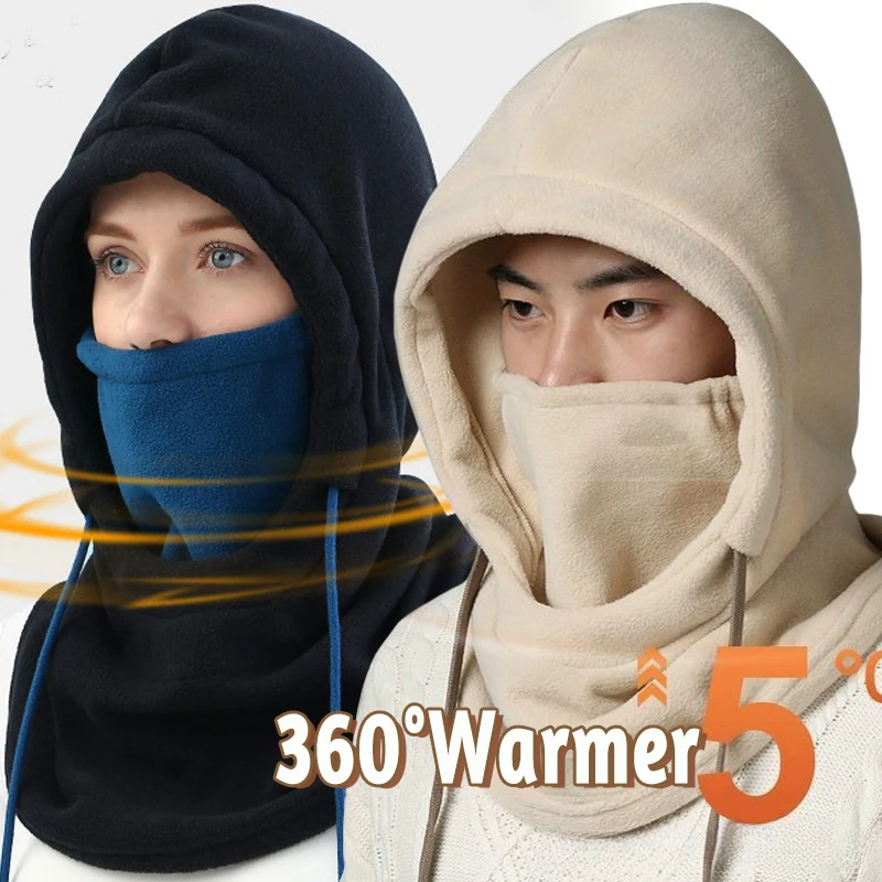 Winter Thermal Fleece Hat Hooded Outdoor Windproof Cold Warm Skiing Sport Men Women Neck Warmer Cycling Face Mask Masked Caps