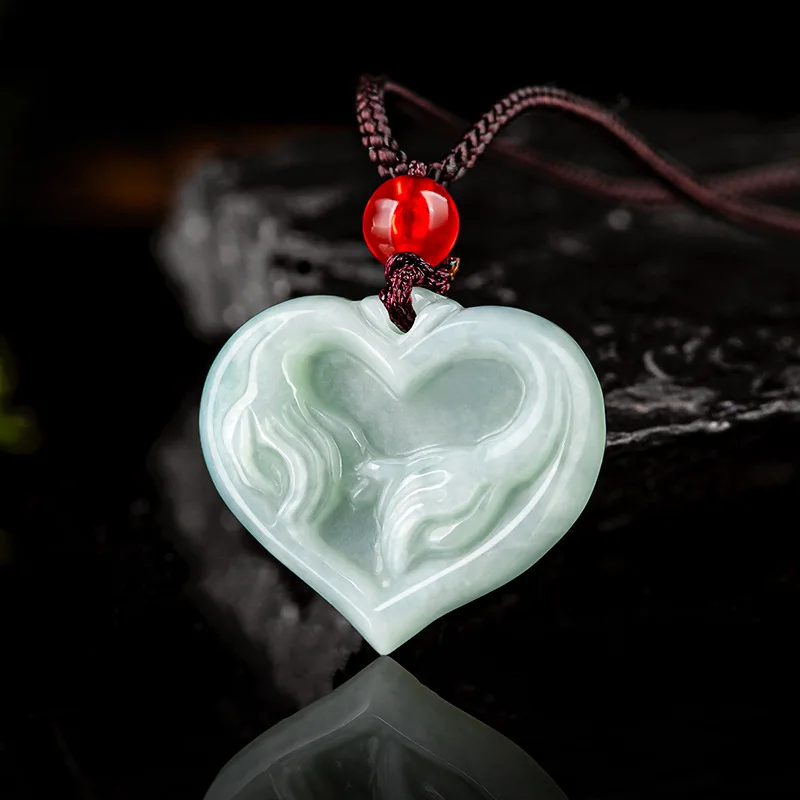 

Natural Myanmar A Cargo Emeralds, Love Pendant, Glutinous Jade Pendant, Men and Women Couples, Couples, Jade Pendants