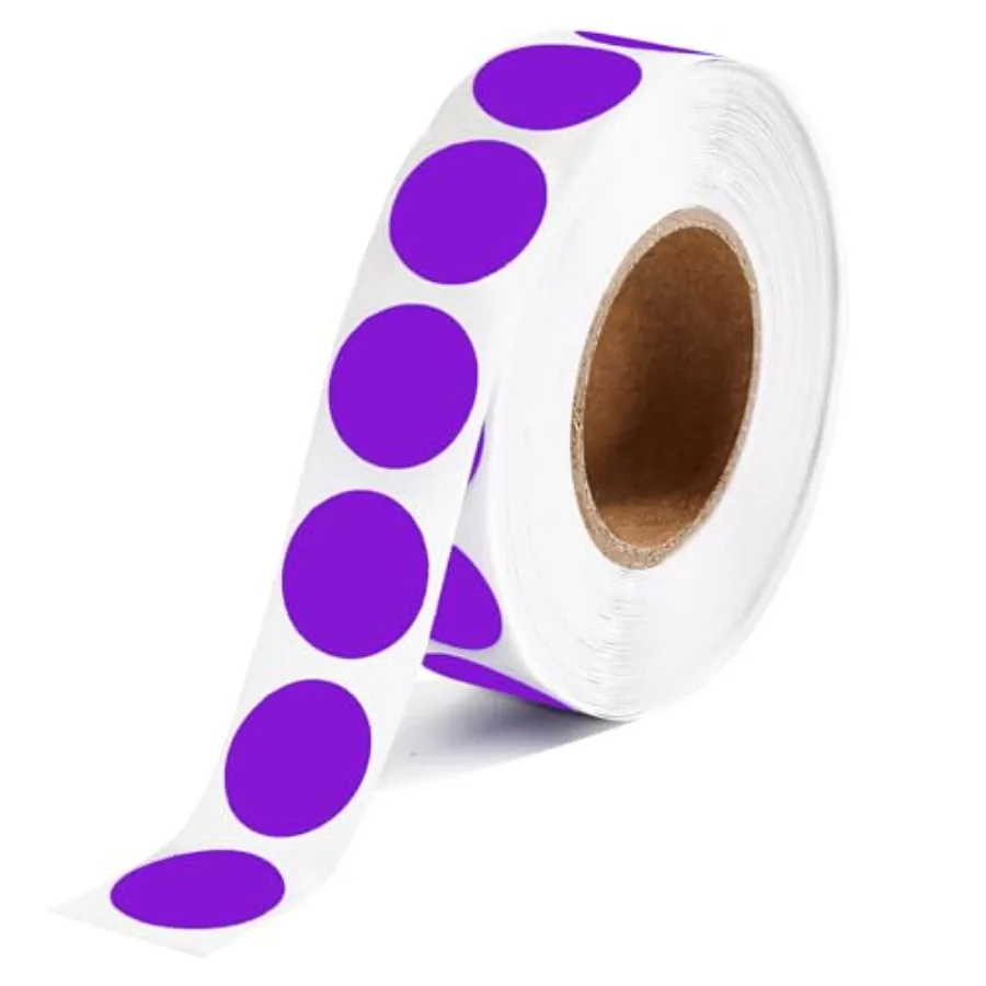 

1000 шт. фиолетовых круглых наклеек диаметром 1/2 дюйма, цветные точечные стикеры, маленькие кодовые этикетки для офиса, магазина, распродажи, дома, класса