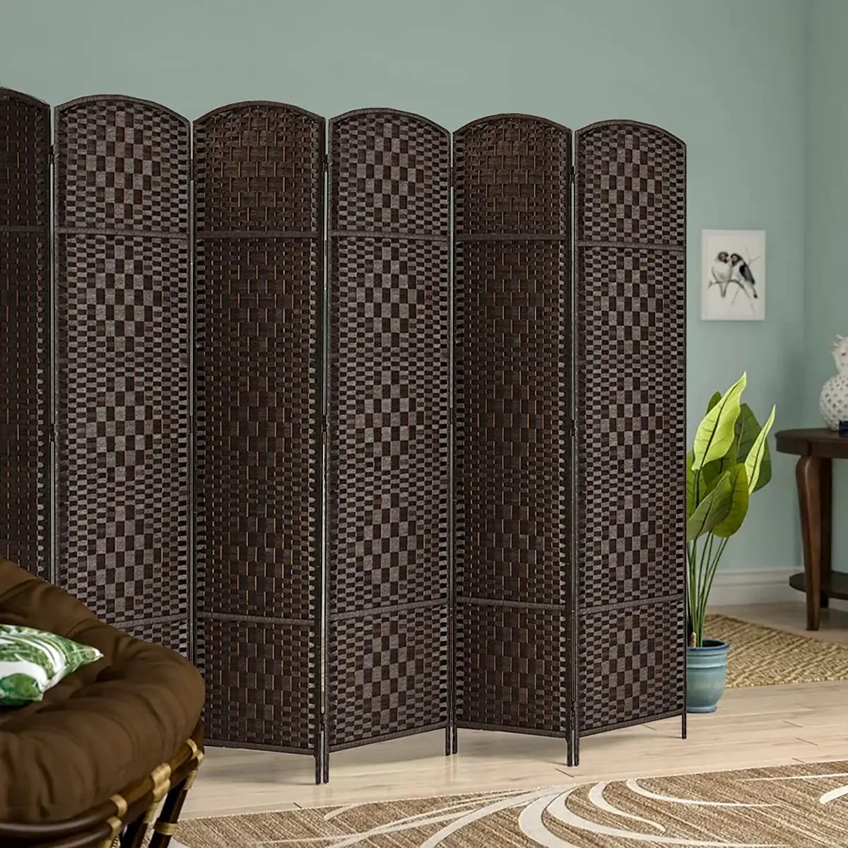 8 Panel Folding Privacy Screen Room Divider 6ft Tall Temporary Wall Partition Space Separator 16in Wide Customized