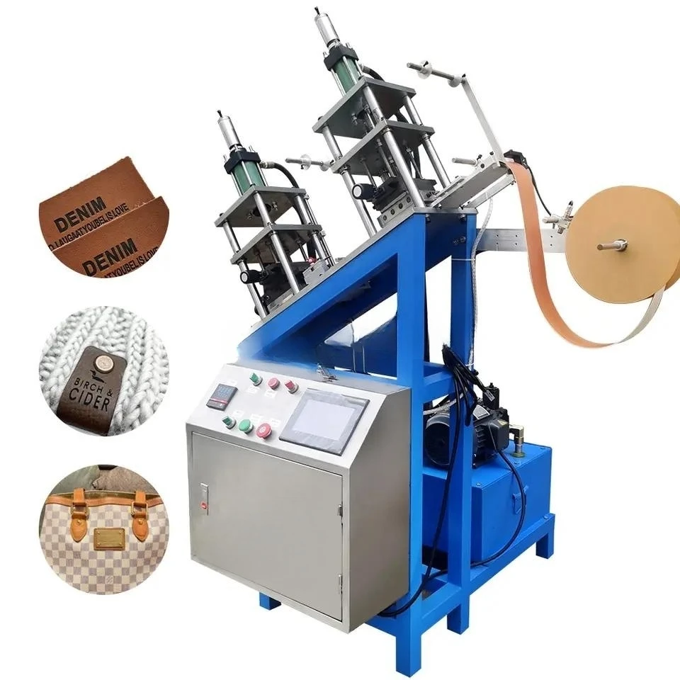 Semi Automatic Motorized Leather Embossing Machine High Precision for Jeans Leather Label Production