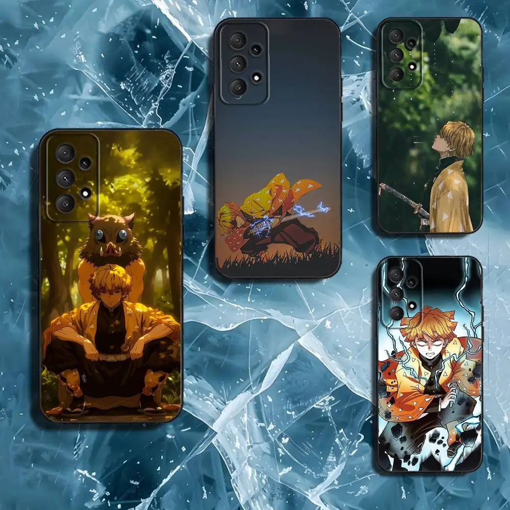 

D-Demon S-Slayer Zenitsu Phone Case For Samsung Galaxy A13,A21s,A22,A31,A32,A52,A53,A71,A80,Soft Black Shell